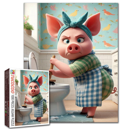Piglet Bathroom Mischief Jigsaw Puzzle
