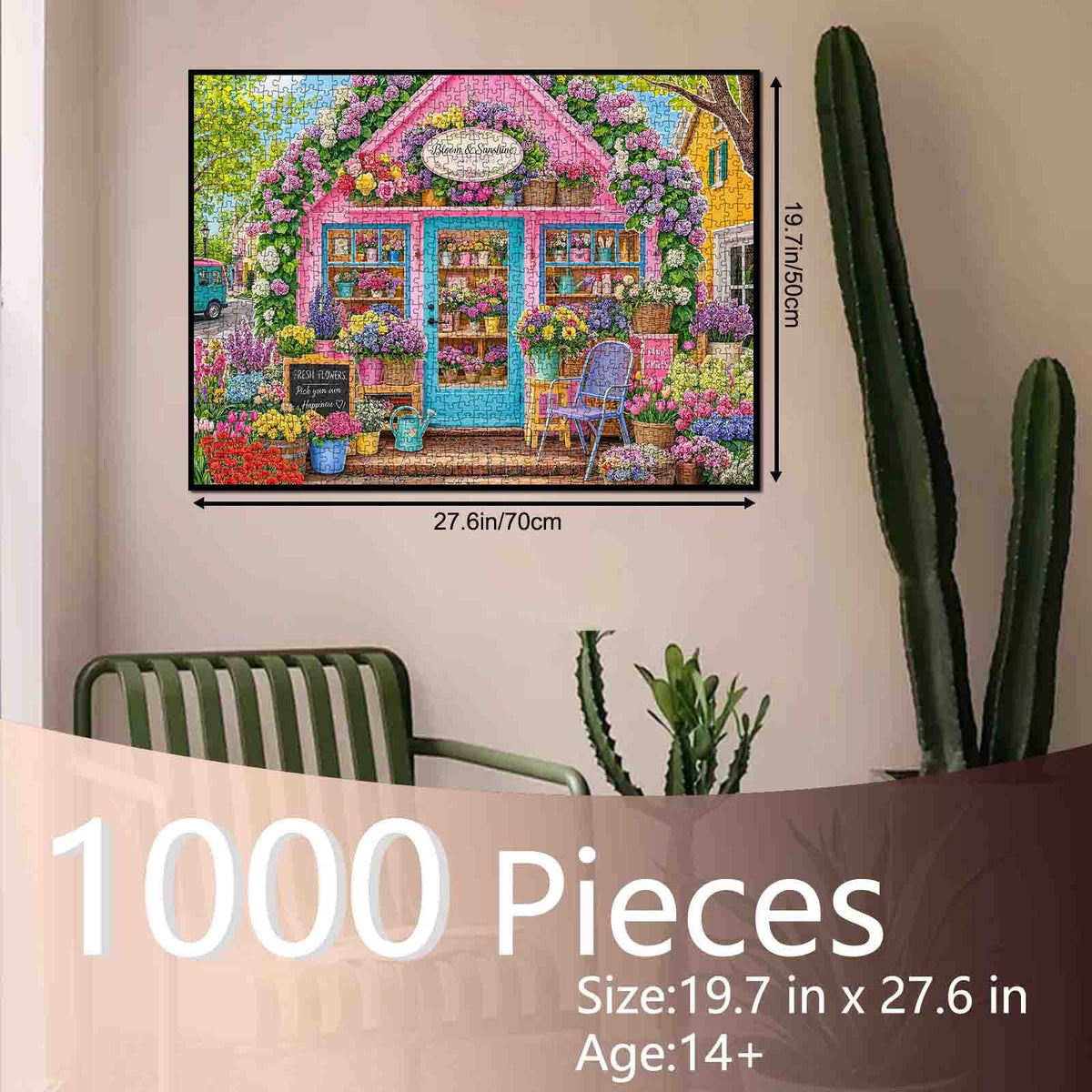 Pink Cottage Flower Shop Jigsaw Puzzle