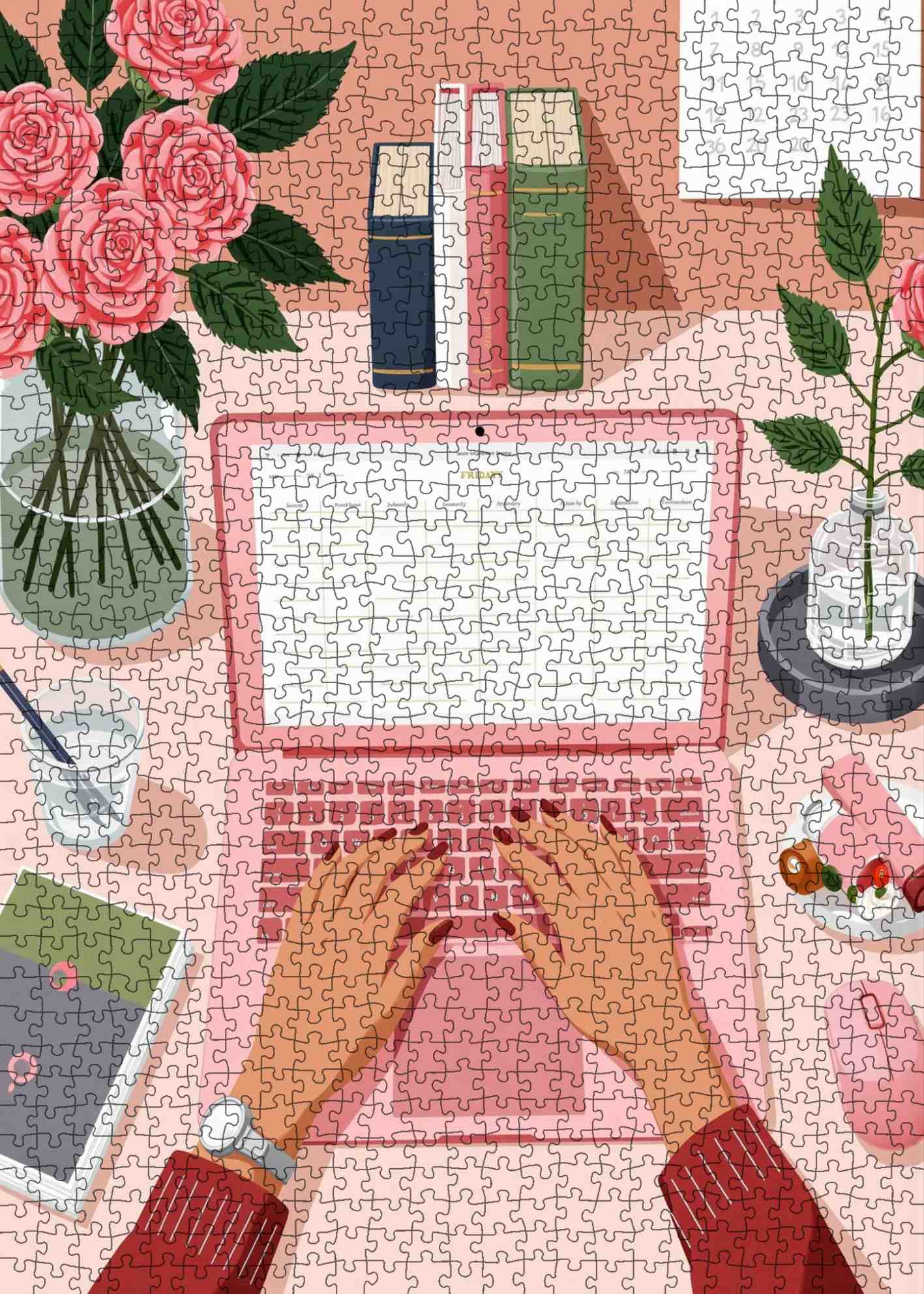 Pink Workspace Serenity Jigsaw Puzzle