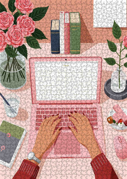 Pink Workspace Serenity Jigsaw Puzzle