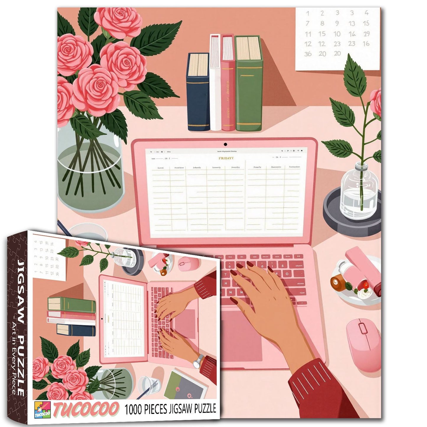 Pink Workspace Serenity Jigsaw Puzzle
