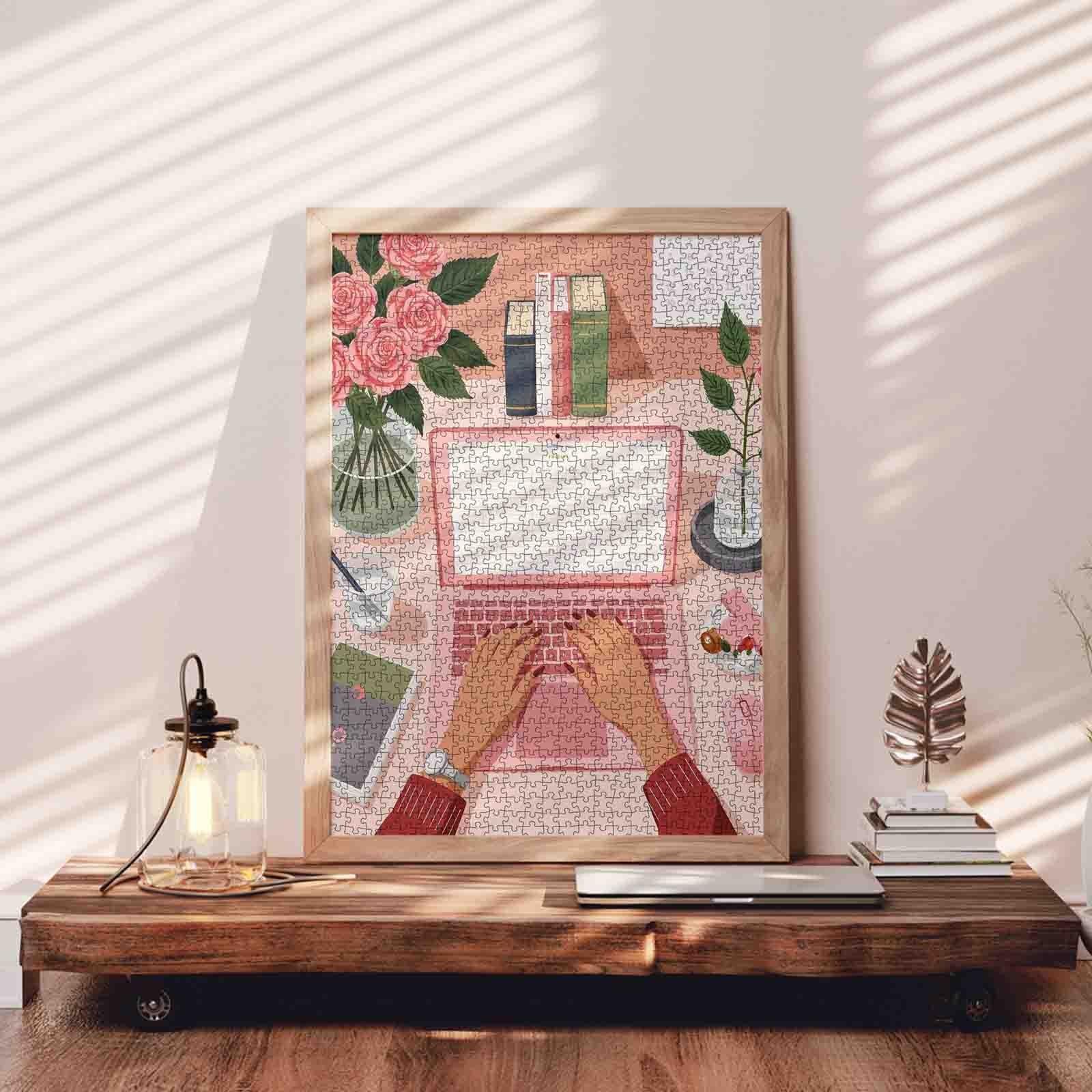 Pink Workspace Serenity Jigsaw Puzzle