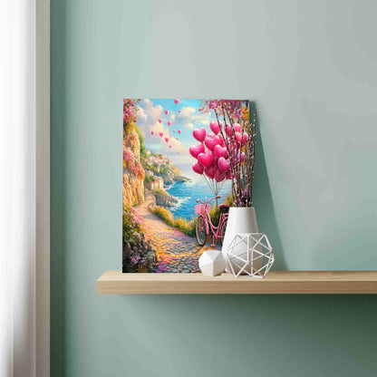 Pink Bike Coastal Ride Paint by Numbers