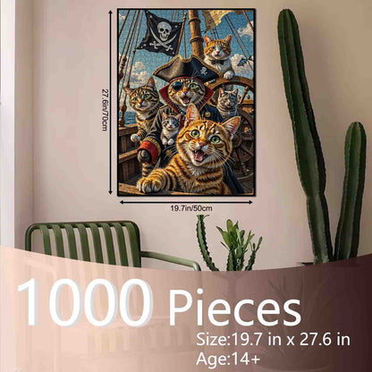 Pirate Cat Crew Adventure Ship Jigsaw Puzzle