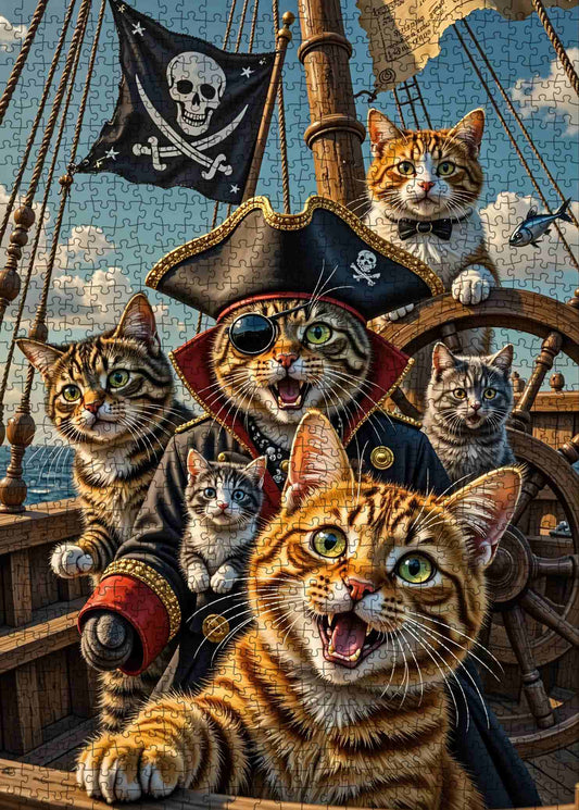 Pirate Cat Crew Adventure Ship Jigsaw Puzzle