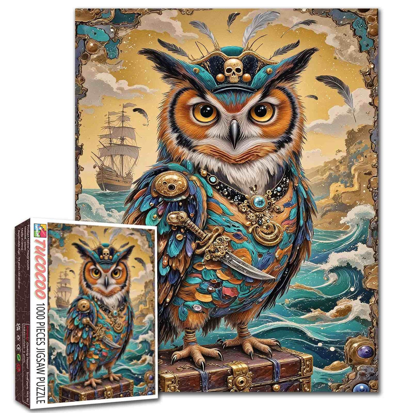 Pirate Owl Treasure Jigsaw Puzzle