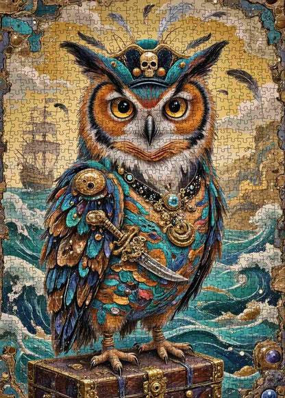 Pirate Owl Treasure Jigsaw Puzzle