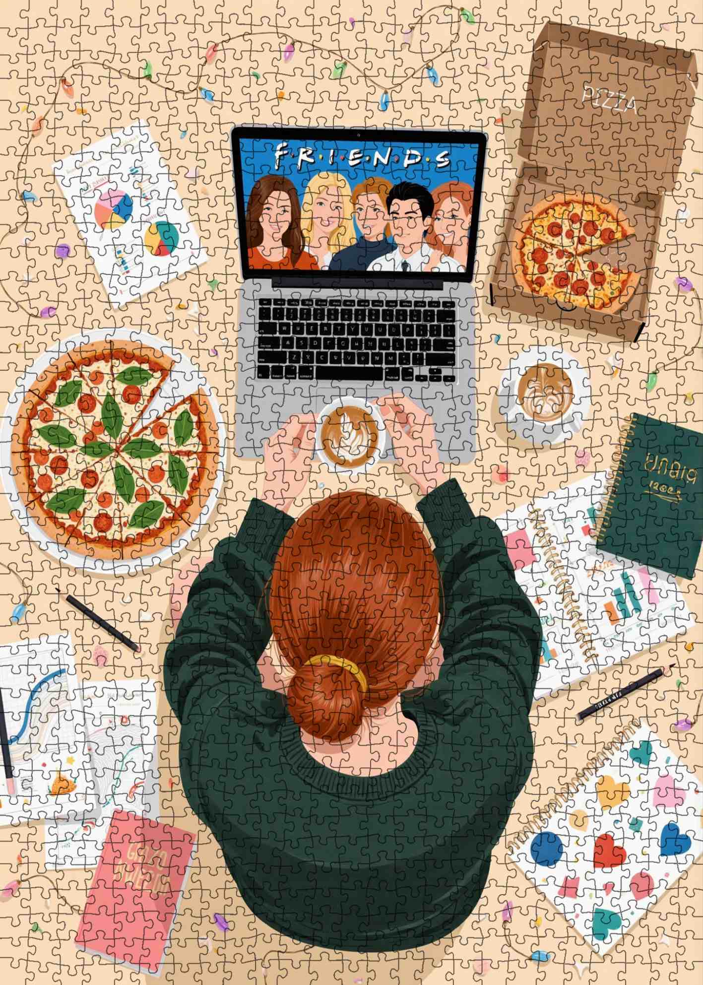 Pizza and Friends Night Jigsaw Puzzle