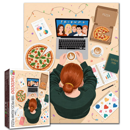 Pizza and Friends Night Jigsaw Puzzle