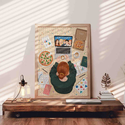Pizza and Friends Night Jigsaw Puzzle