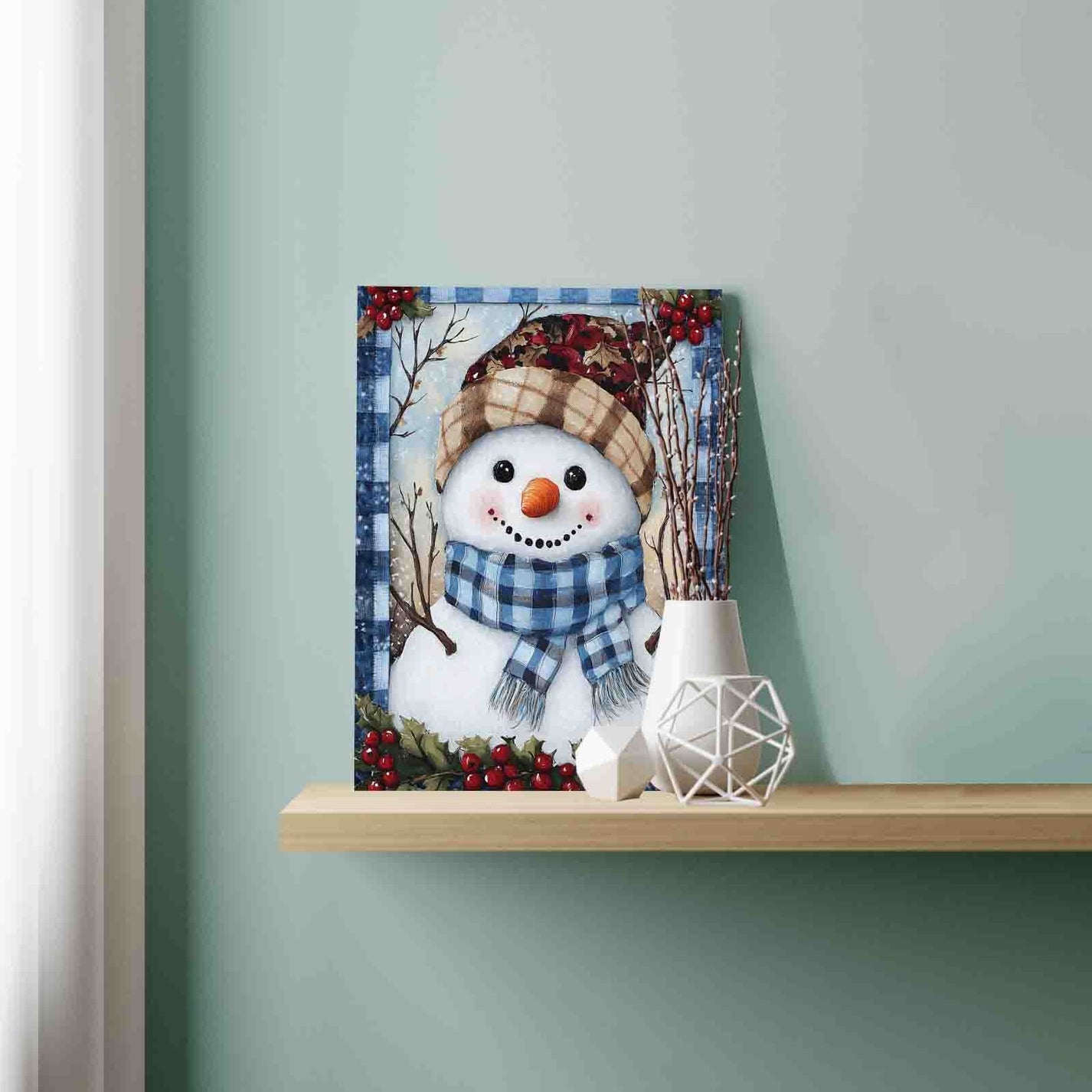 Plaid Hat Snowman Paint by Numbers Tucocoo