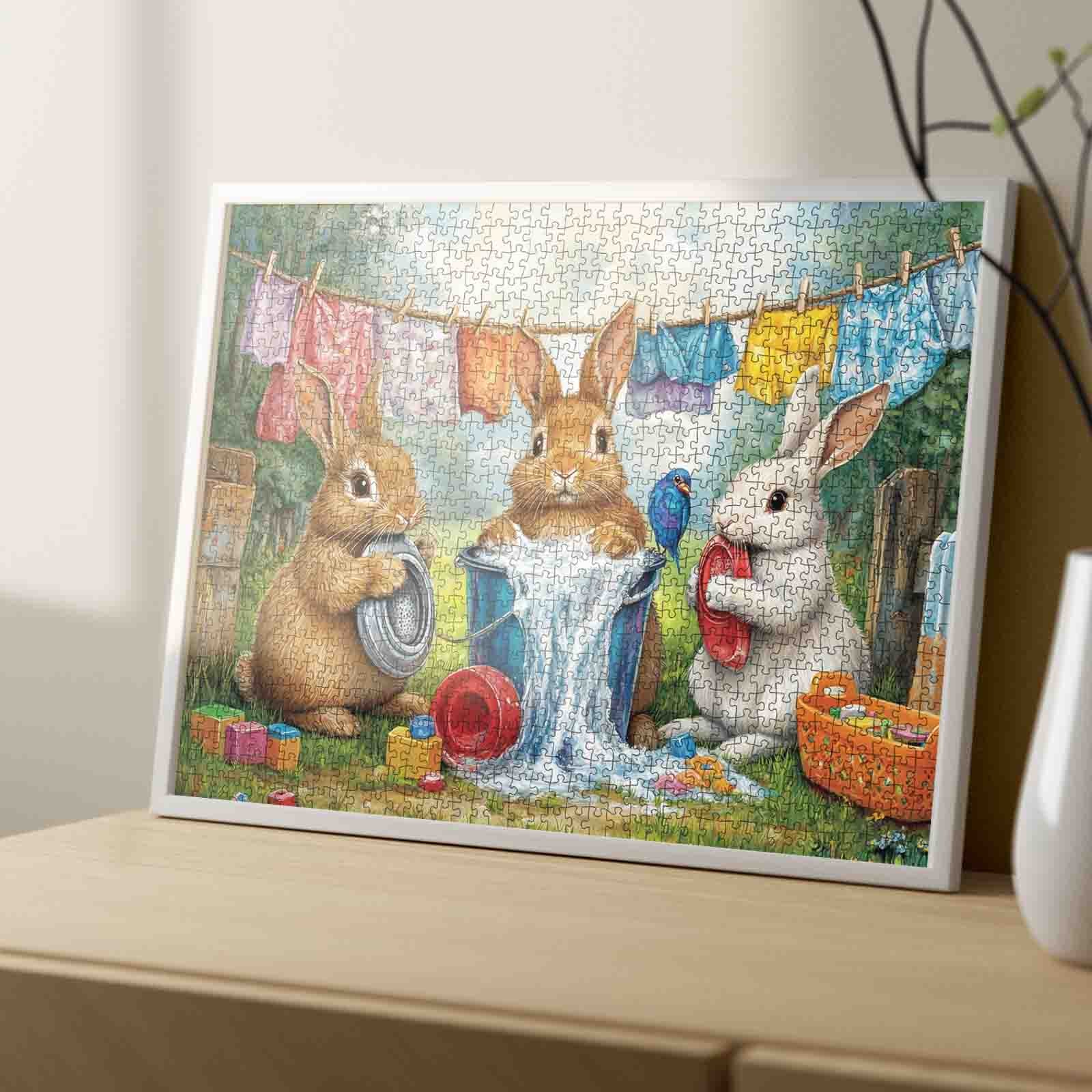 Playful Bunnies Laundry Day Jigsaw Puzzle