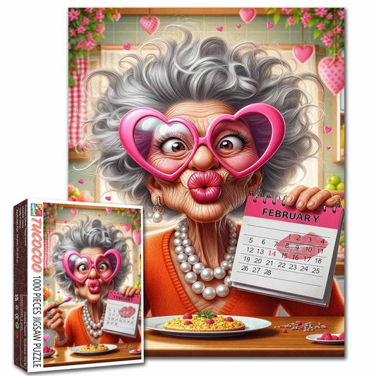 Playful February Love Granny Jigsaw Puzzle