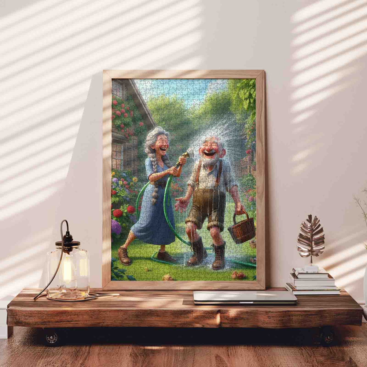Playful Garden Hose Couple Jigsaw Puzzle