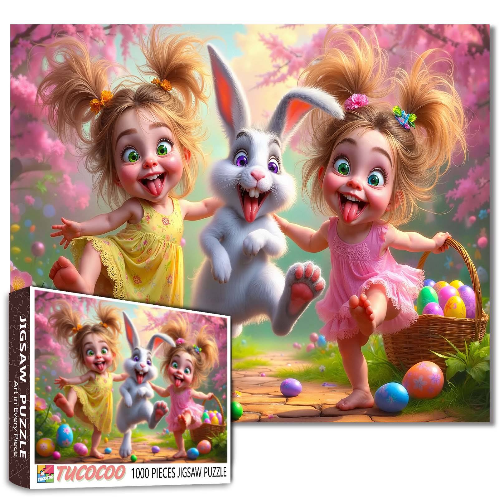 Playful Kids Easter Bunny Garden Fun Jigsaw Puzzle