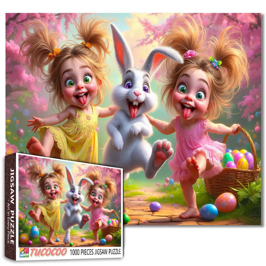 Playful Kids Easter Bunny Garden Fun Jigsaw Puzzle