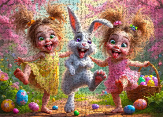 Playful Kids Easter Bunny Garden Fun Jigsaw Puzzle