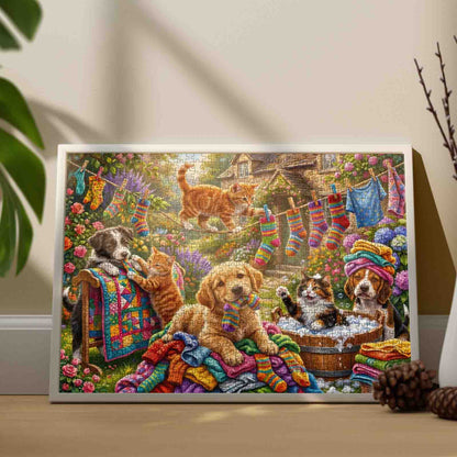 Playful Laundry Day Pets Jigsaw Puzzle