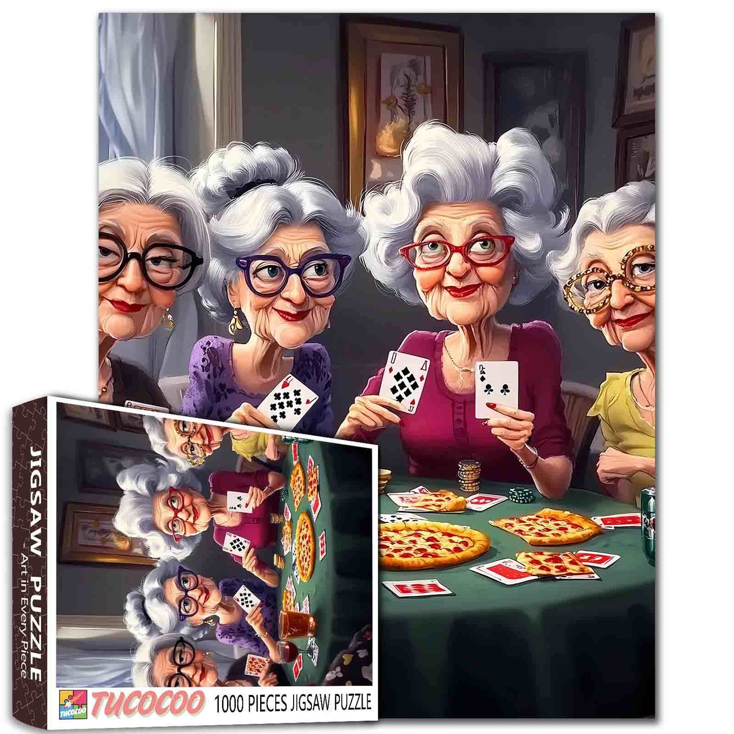 Poker Night with Grandmas Jigsaw Puzzle