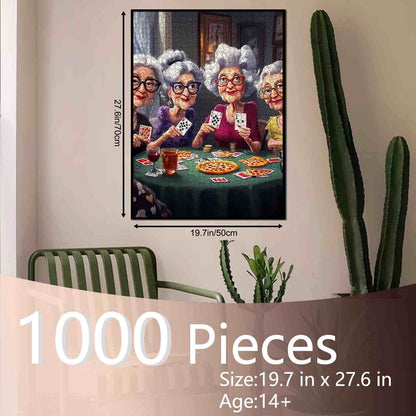 Poker Night with Grandmas Jigsaw Puzzle
