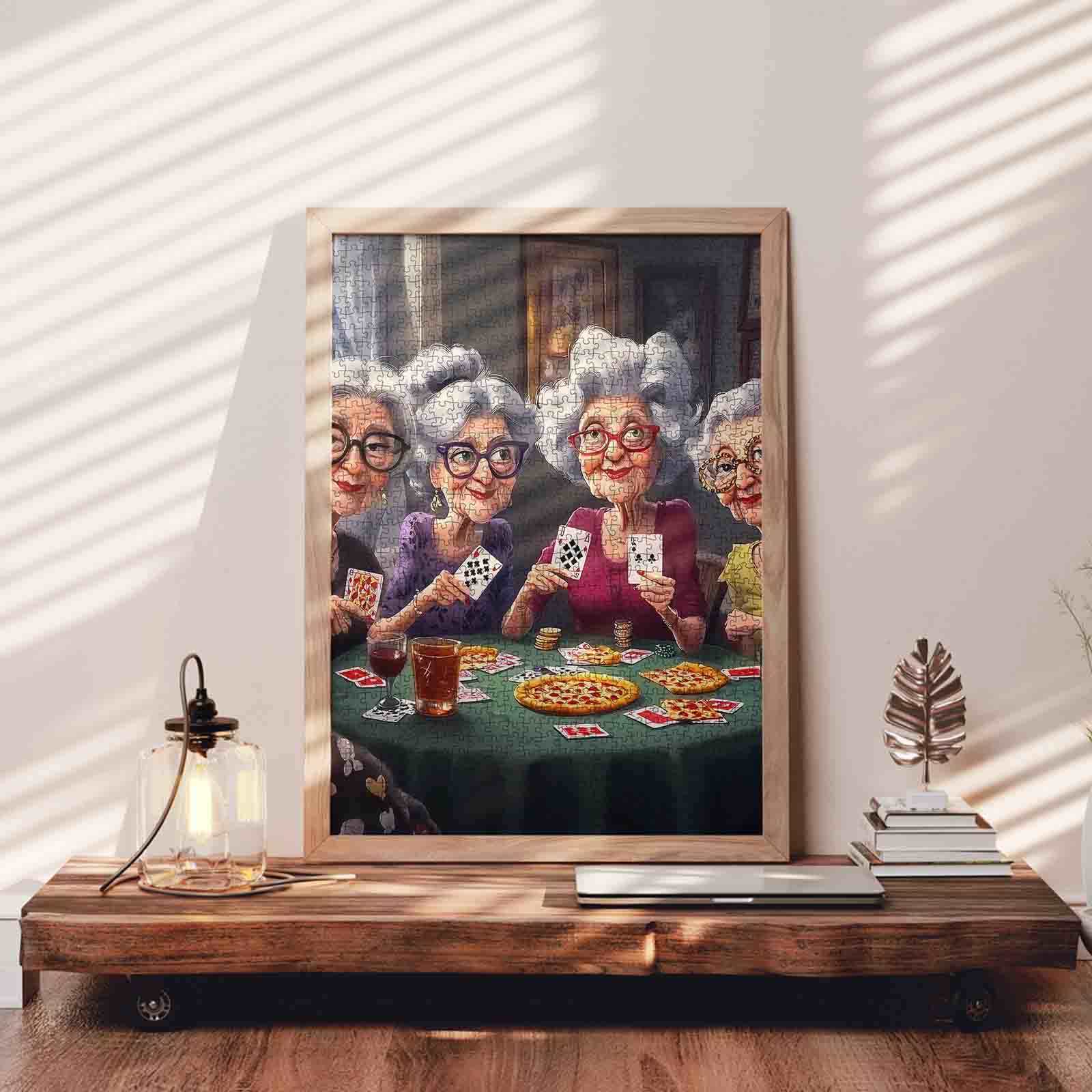 Poker Night with Grandmas Jigsaw Puzzle