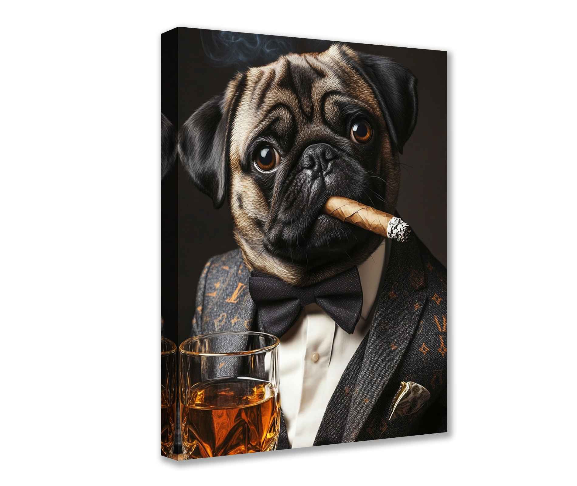 Dapper Pug with Cigar Canvas Wall Art