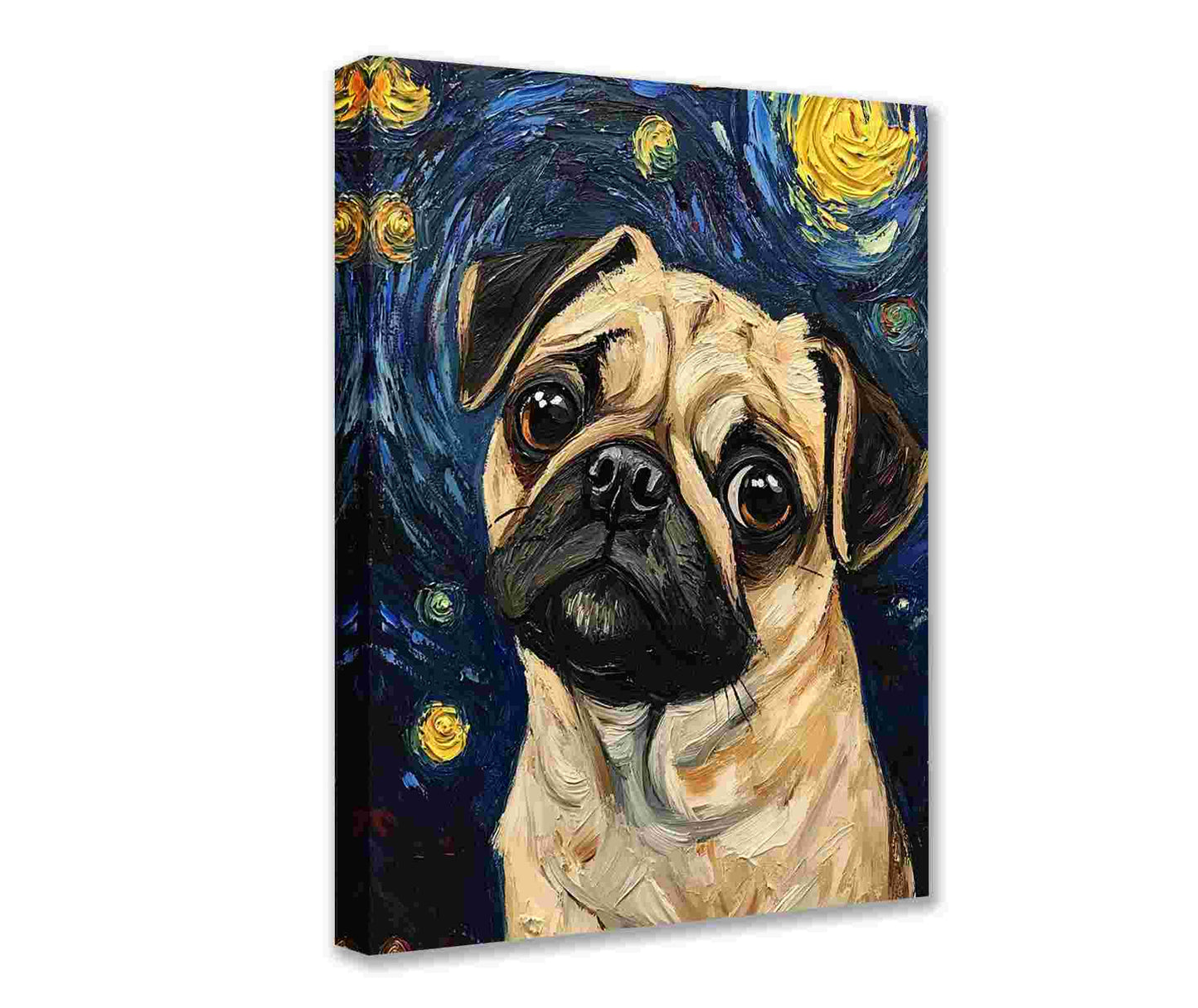 Starry Night Inspired Pug Canvas Wall Art