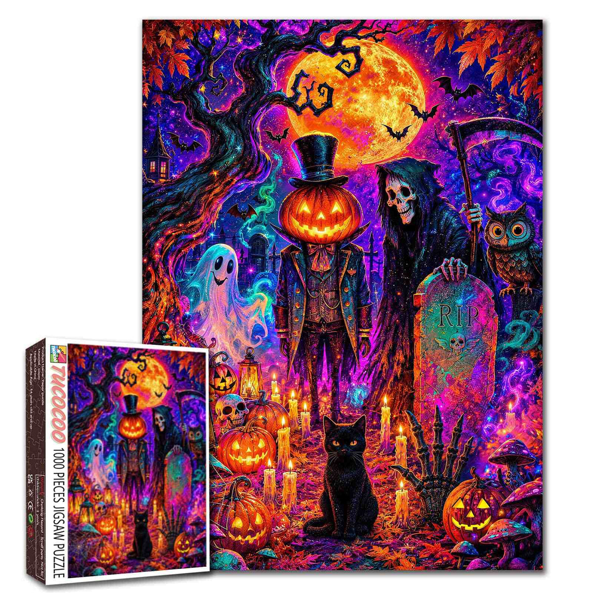 Pumpkin Reaper Haunted Graveyard Jigsaw Puzzle
