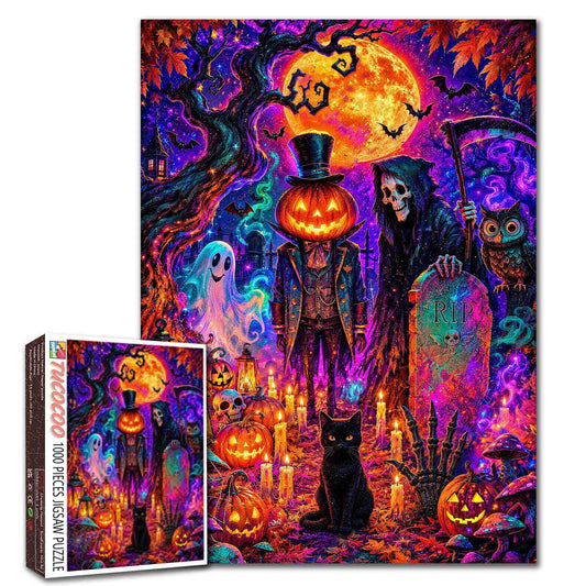 Pumpkin Reaper Haunted Graveyard Jigsaw Puzzle