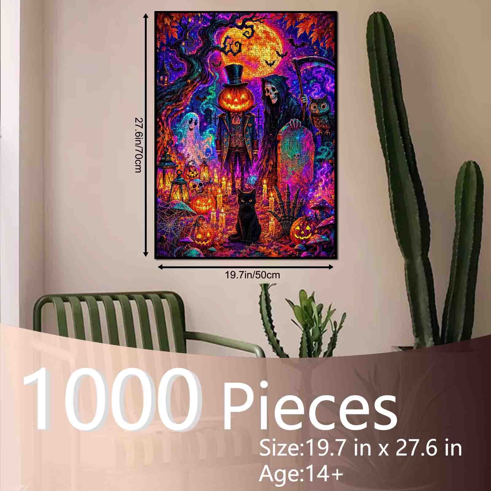 Pumpkin Reaper Haunted Graveyard Jigsaw Puzzle