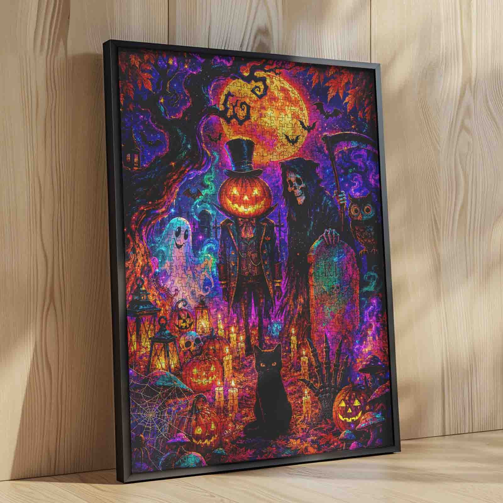 Pumpkin Reaper Haunted Graveyard Jigsaw Puzzle