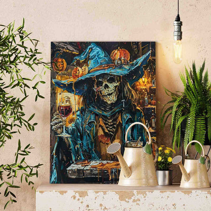 Pumpkin Tavern Skeleton paint by numbers