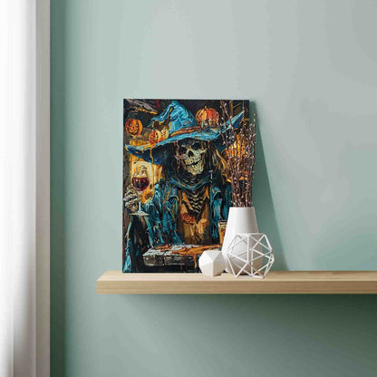 Pumpkin Tavern Skeleton paint by numbers