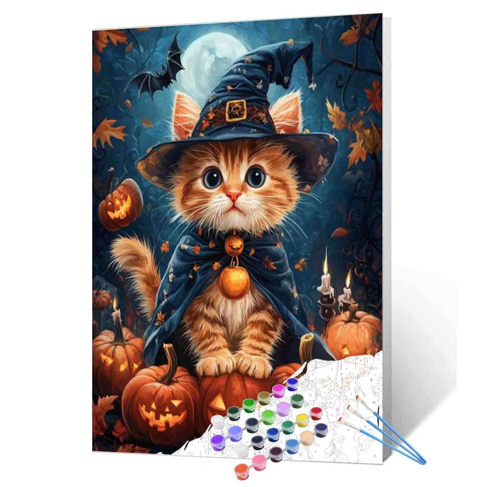 Halloween Kitten Wizard Paint by Numbers