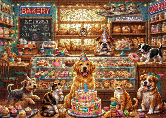 Puppy Birthday Bakery Party Jigsaw Puzzle