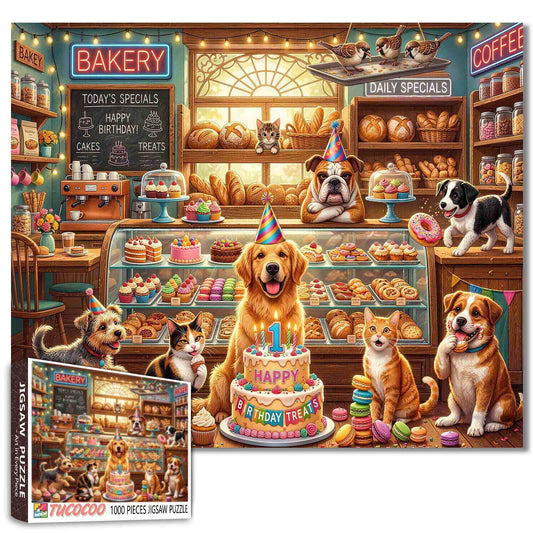 Puppy Birthday Bakery Party Jigsaw Puzzle