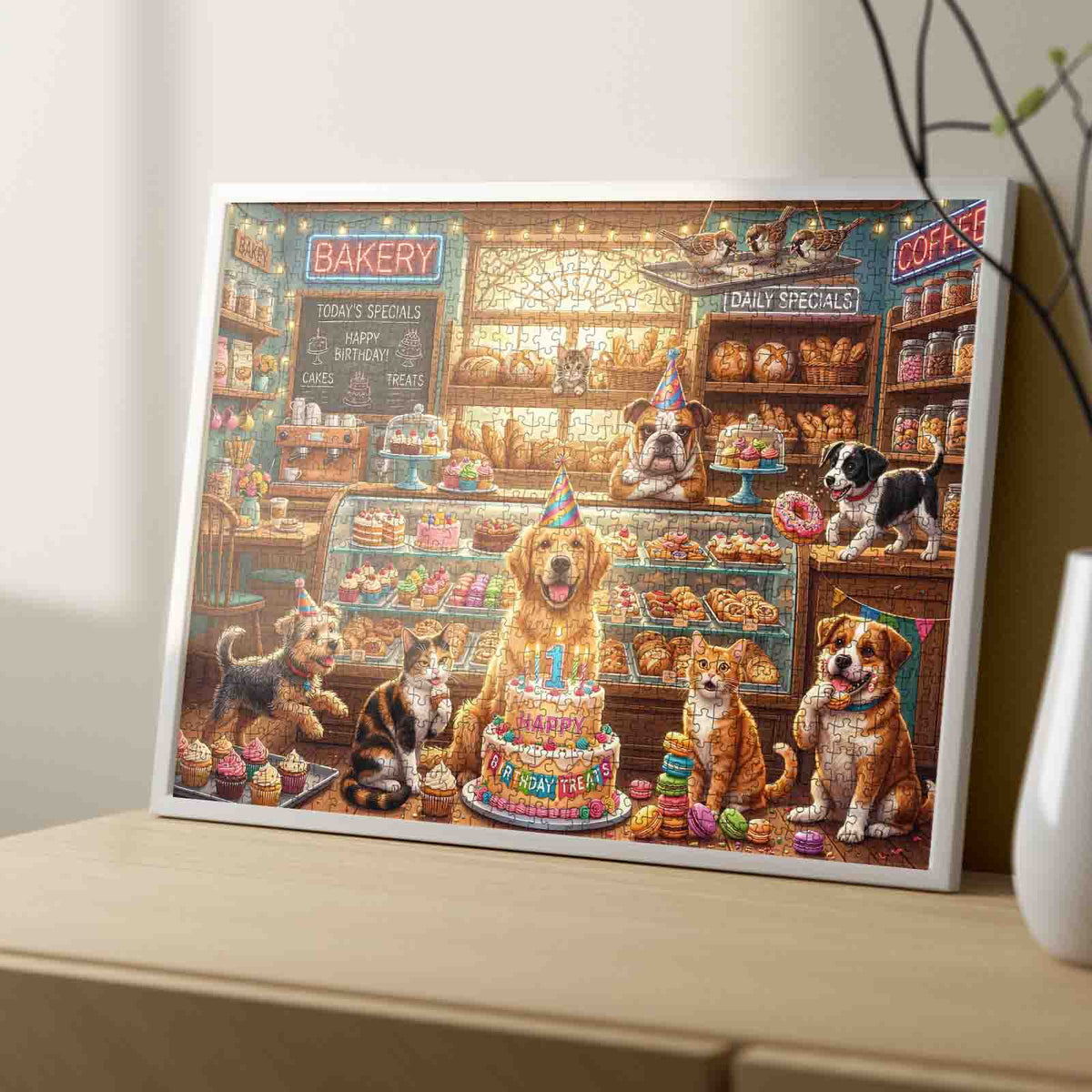 Puppy Birthday Bakery Party Jigsaw Puzzle
