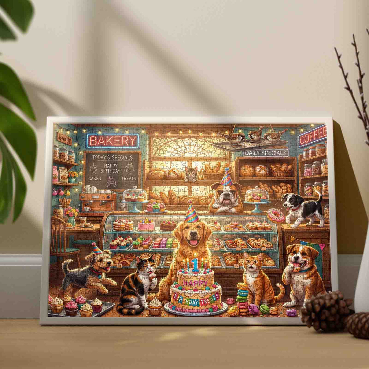 Puppy Birthday Bakery Party Jigsaw Puzzle