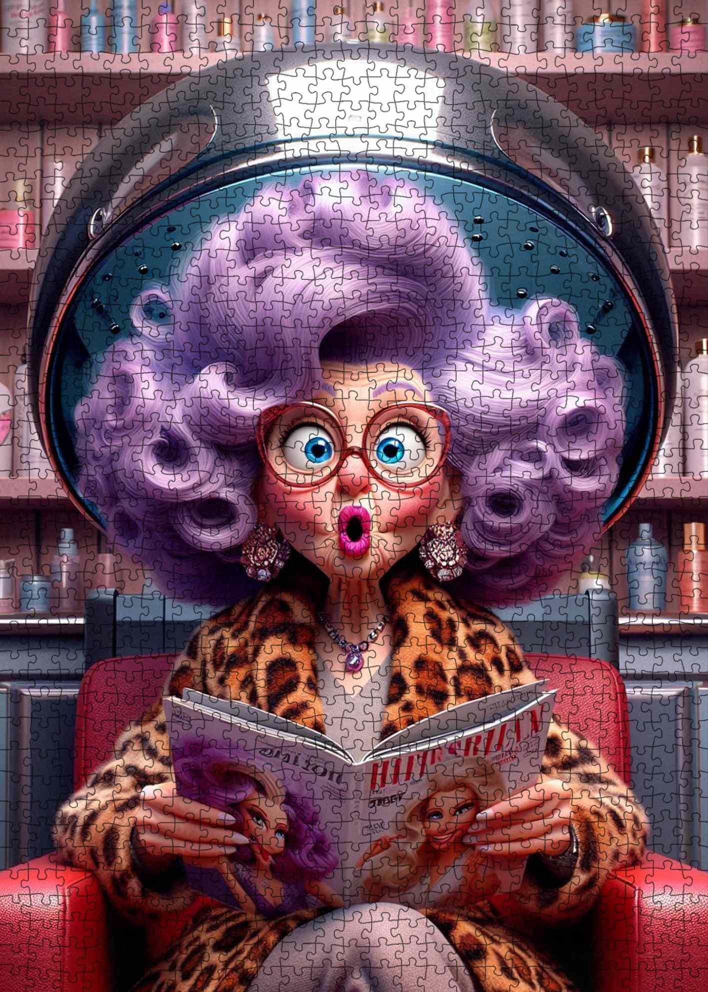 Purple Hair Salon Surprise Jigsaw Puzzle