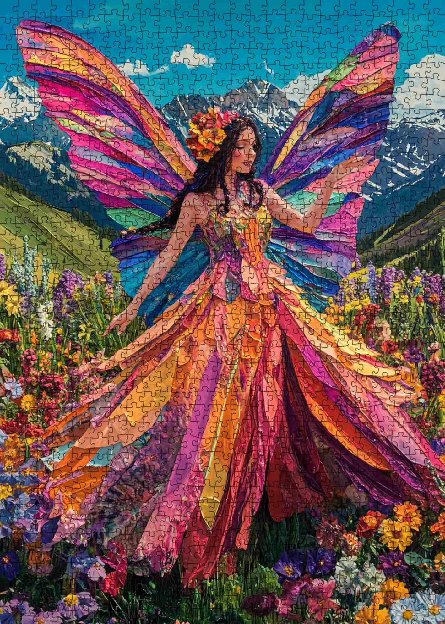 Rainbow Fairy in Alpine Meadow Jigsaw Puzzle