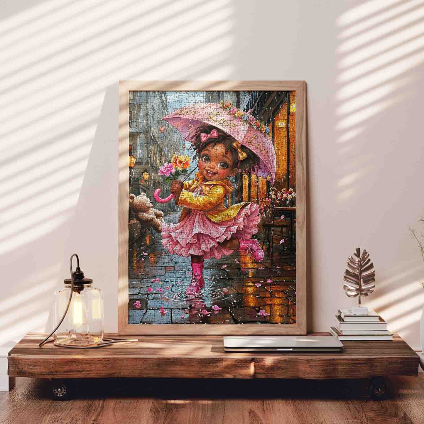 Rainy Day Joy Girl Jigsaw Puzzle
