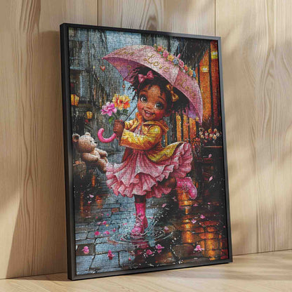Rainy Day Joy Girl Jigsaw Puzzle