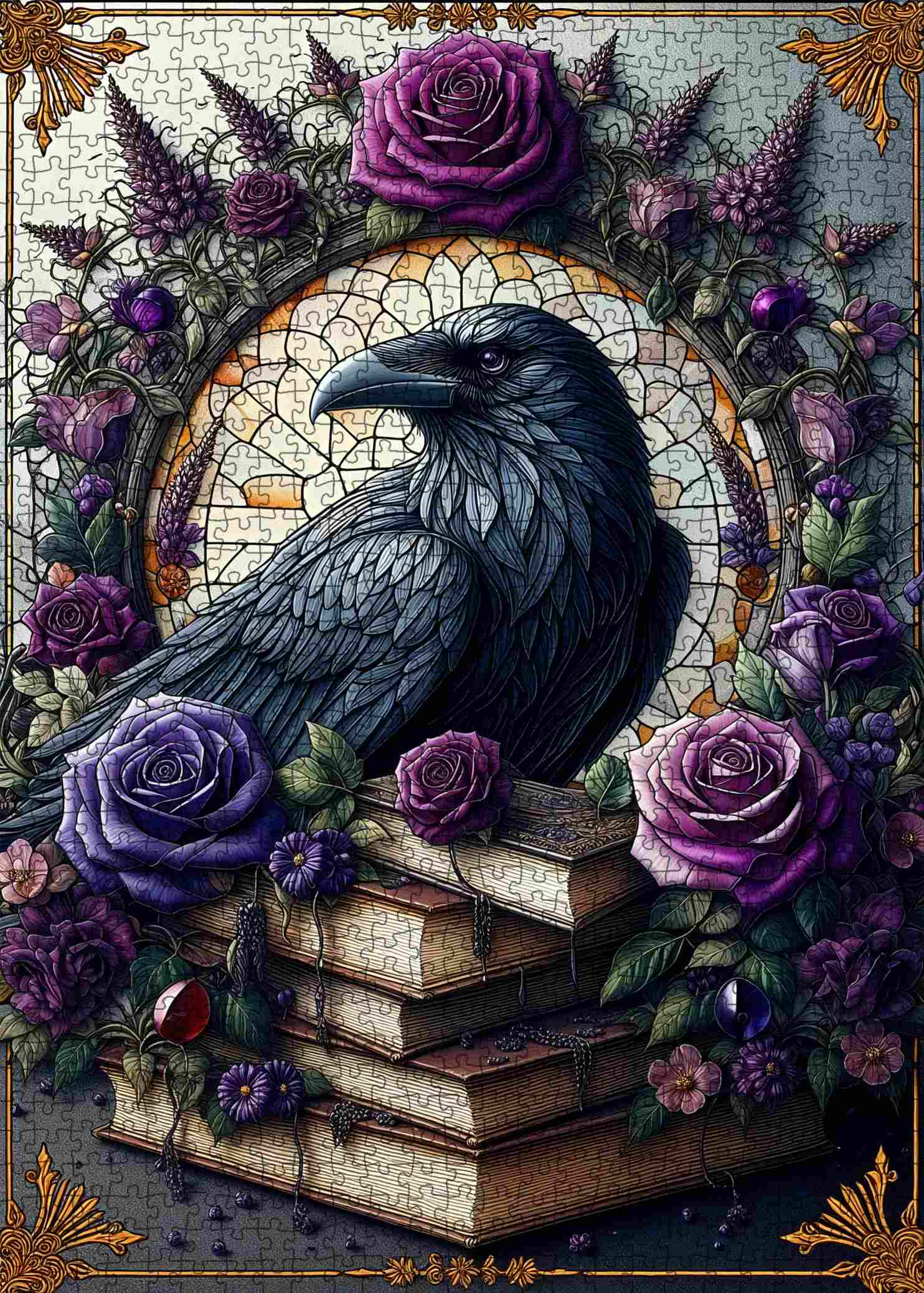 Raven and Roses Jigsaw Puzzle