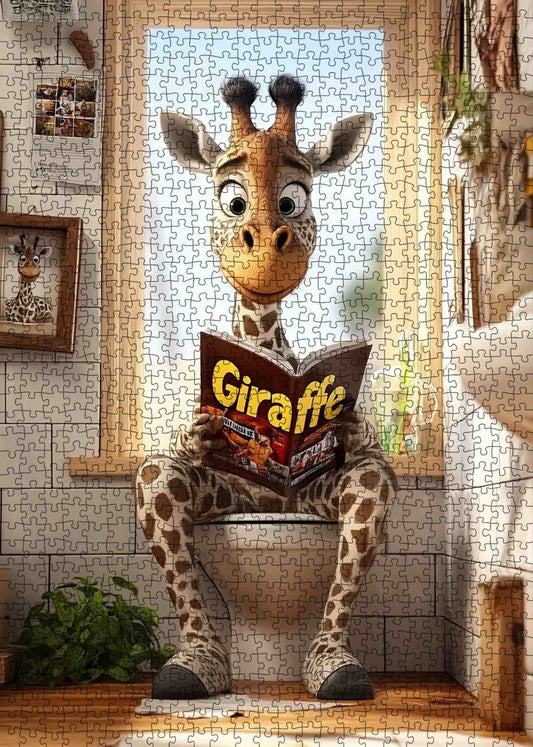 Reading Giraffe Bathroom Moment Jigsaw Puzzle