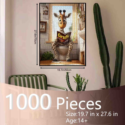 Reading Giraffe Bathroom Moment Jigsaw Puzzle