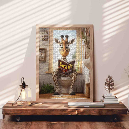 Reading Giraffe Bathroom Moment Jigsaw Puzzle