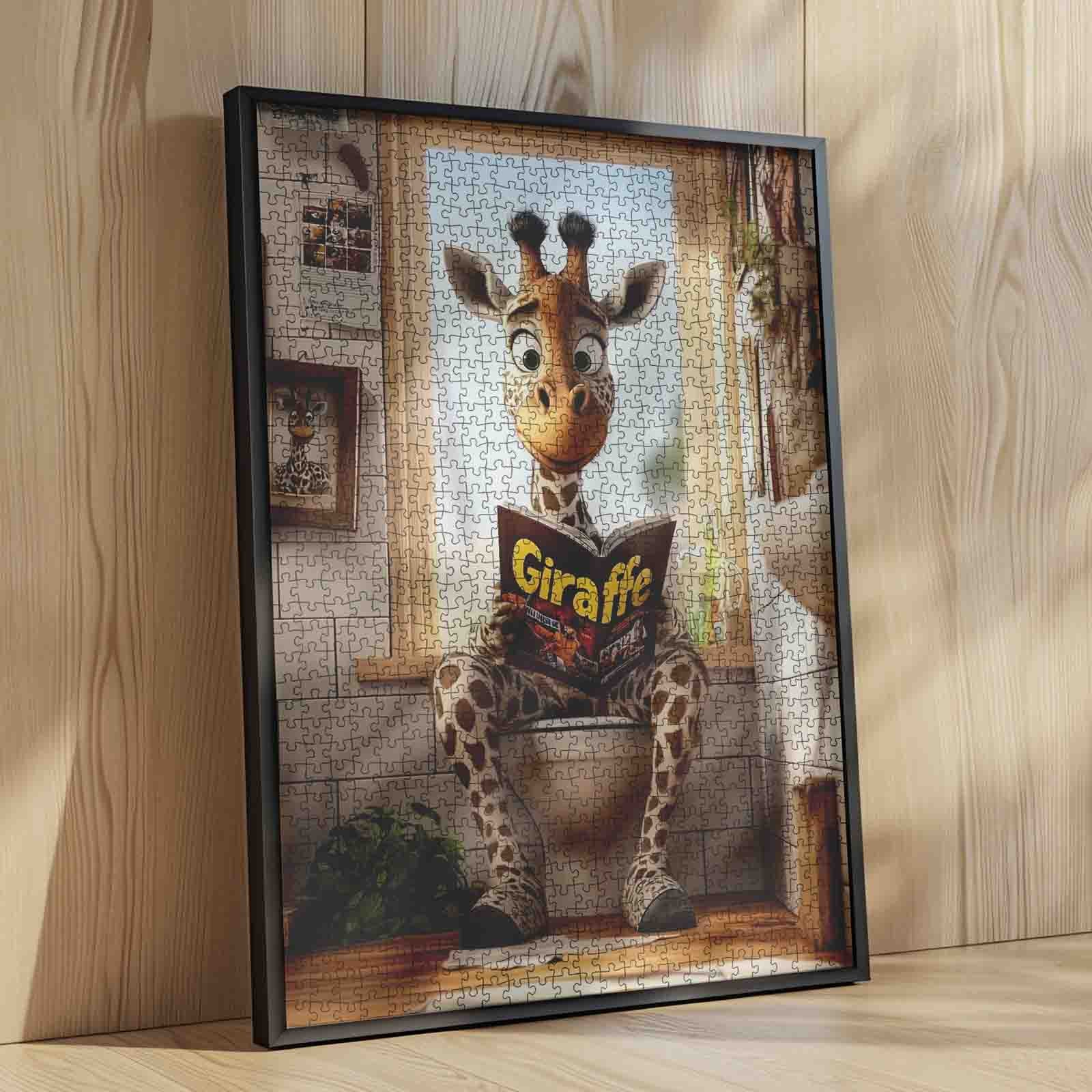 Reading Giraffe Bathroom Moment Jigsaw Puzzle