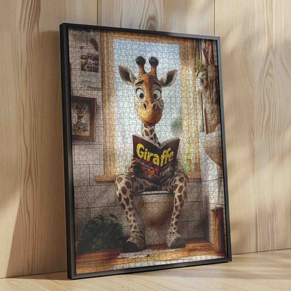 Reading Giraffe Bathroom Moment Jigsaw Puzzle