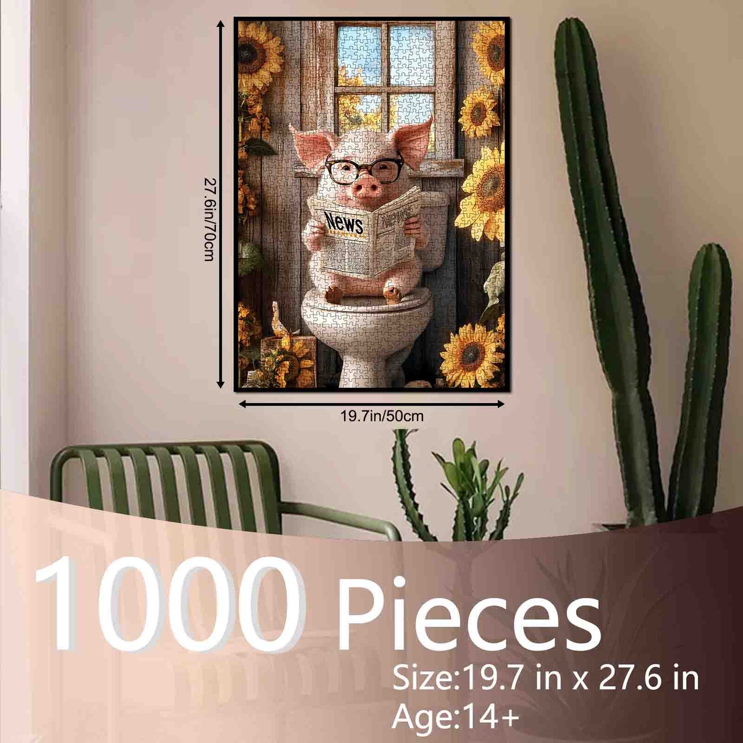 Reading Pig Funny Bathroom Jigsaw Puzzle