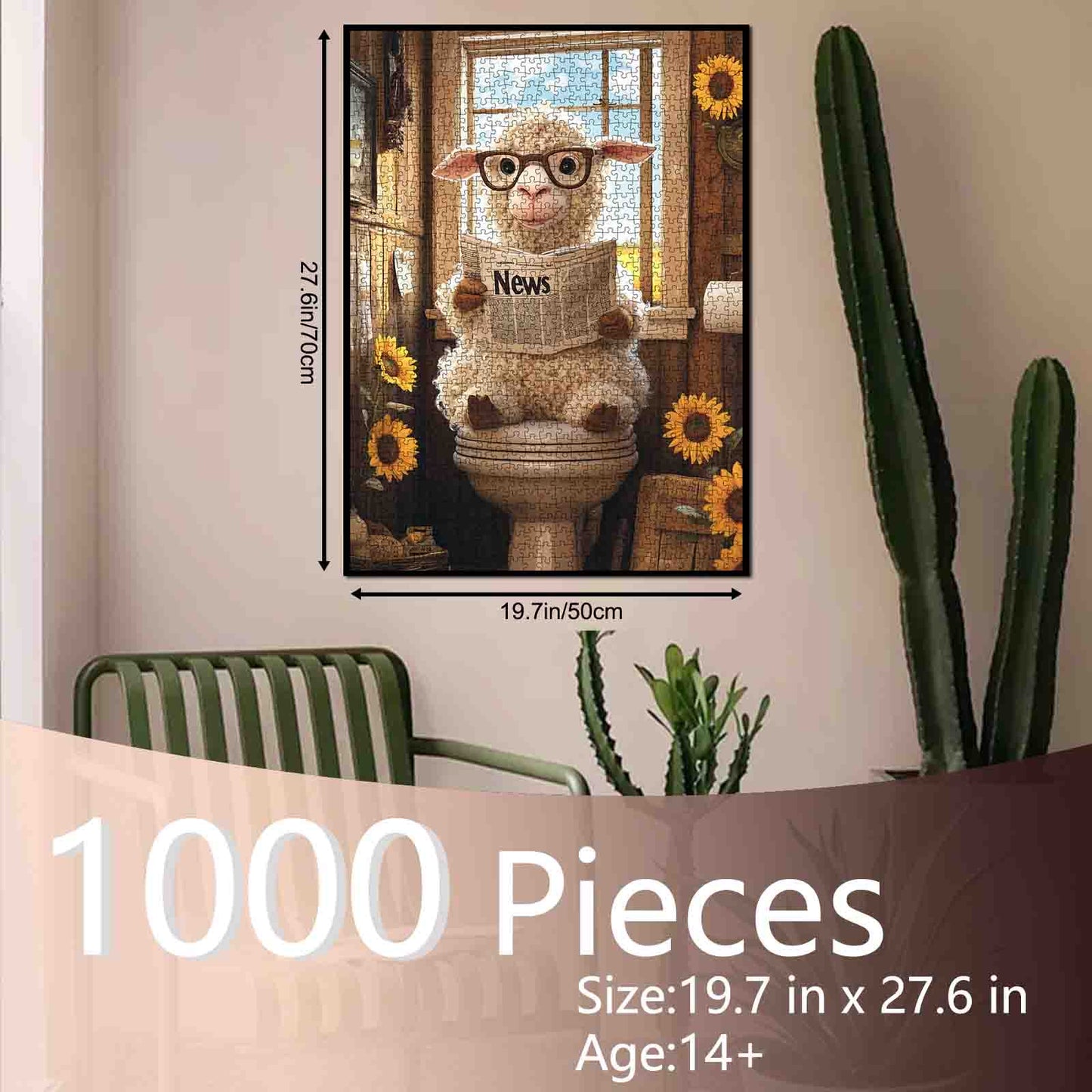 Reading Sheep Funny Bathroom Jigsaw Puzzle